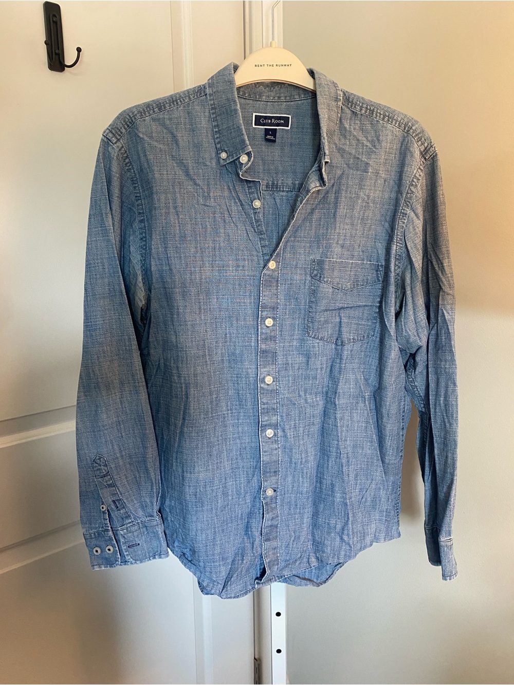 Club Room Light Blue Chambray Button-Down Shirt - Men's Casual